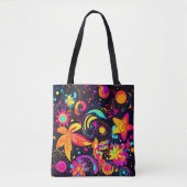 Tote Bag Cosmos floraux psychédéliques (Devant)