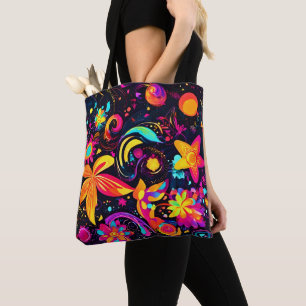 Tote Bag Cosmos floraux psychédéliques