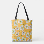 Tote Bag Cosmos flowers watercolor illustration pattern (Dos)