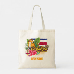Tote Bag Costa Rica rétro grand chat drapeau vintage Souven