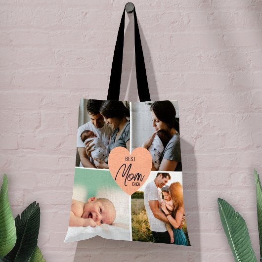 Tote Bag Costom Modern Best Mom Ever 4 Collage photo