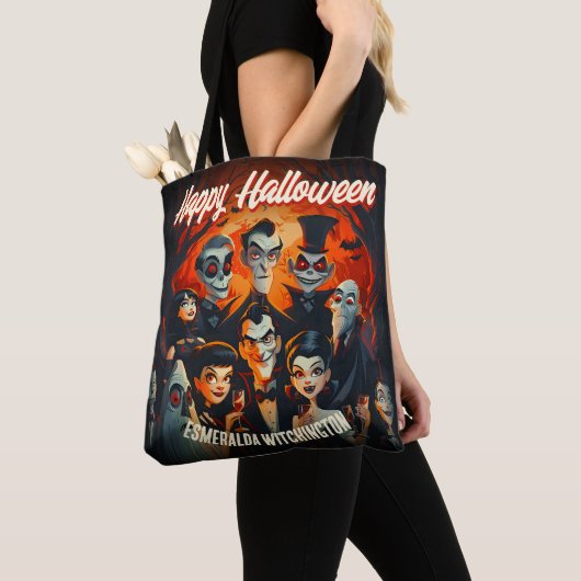 Tote Bag Costumes et cocktails du milieu du siècle Hallowee (De près)
