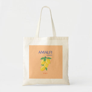 Tote Bag Côte d'Amalfi, Italie, Art Voyage, Pastel, Orange