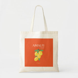 Tote Bag Côte d'Amalfi, Italie, Art Voyage, Rétro, Orange