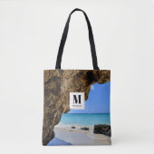 Tote Bag Côte de plage tropicale avec un monogramme de Big  (Devant)