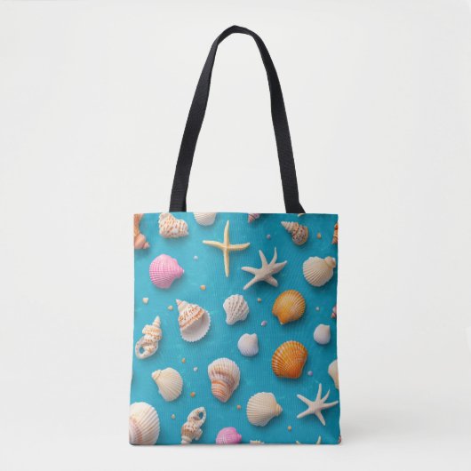 Tote Bag Côtière rustique - Coquillages, Poissons étoilés, (Devant)