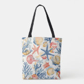 Tote Bag Côtière rustique - Coquillages, Starfish, Reef (10 (Dos)