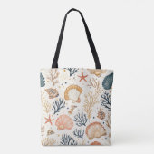 Tote Bag Côtière rustique - Coquillages, Starfish, Reef (24 (Dos)