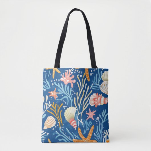 Tote Bag Côtière rustique - Coquillages, Starfish, Reef (26 (Devant)