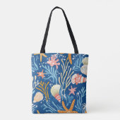 Tote Bag Côtière rustique - Coquillages, Starfish, Reef (26 (Dos)