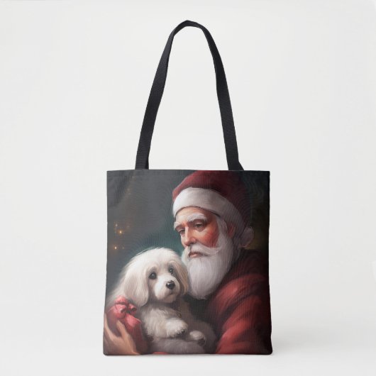 Tote Bag Coton De Tulear Avec Noël Du Père Noël (Devant)