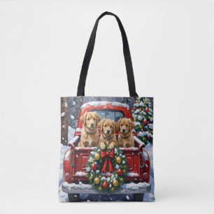 Tote Bag Coton de Tulear camion rouge de Noël vacances