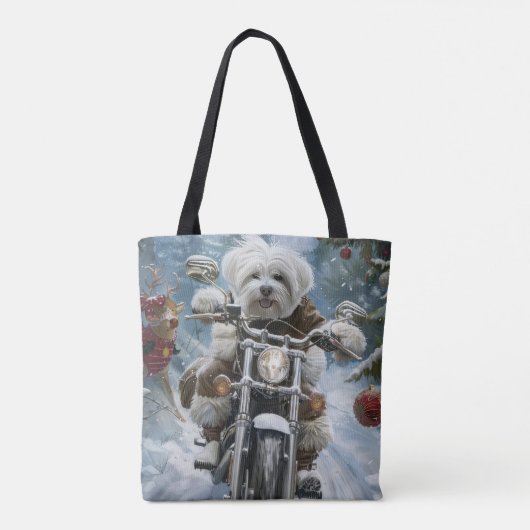 Tote Bag Coton De Tulear Chien équitation Moto Noël (Dos)