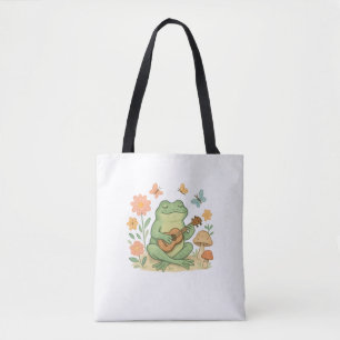 Tote Bag Cottagecore Crapaud, Grenouille Champignon grenoui