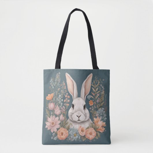 Tote Bag Cottagecore Cute Rabbit (Devant)