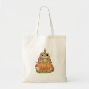 Tote Bag Cottagecore Grenouille Sorcier Halloween Citrouill