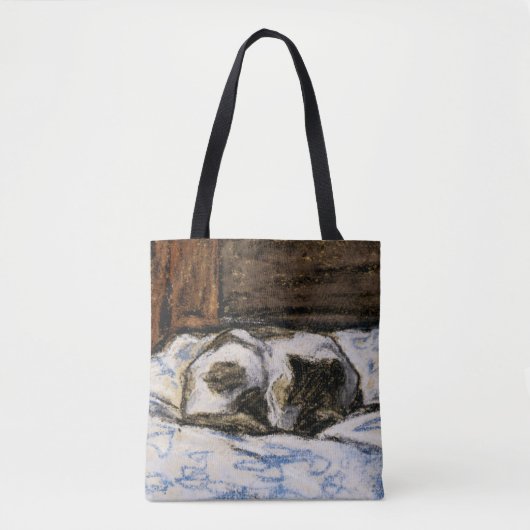 Tote Bag Couchage de chat sur un lit (Devant)