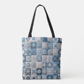 Tote Bag Couche de flocons de neige bleu et blanc (Dos)
