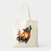 Tote Bag Coucher de soleil à double exposition loup hurlant (Devant)