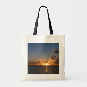 Tote Bag Coucher de soleil avec voiliers Paysage tropical P