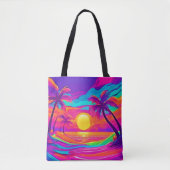 Tote Bag Coucher de soleil bleu et orange (Devant)