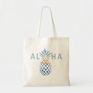 Tote Bag Coucher de soleil d'ananas et vagues de l'océan bl