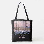 Tote Bag coucher de soleil de Barcelone Catalogne Skyline E (Dos)