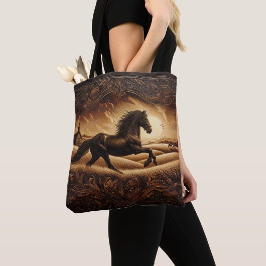 Tote Bag Coucher de soleil de l'étalon noir (De près)