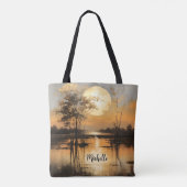 Tote Bag Coucher de soleil de l'heure dorée avec nom (Dos)