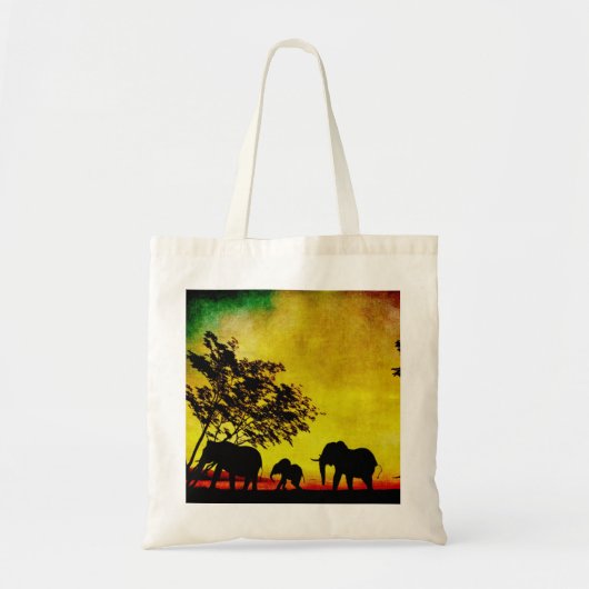 Tote Bag Coucher de soleil des éléphants (Devant)