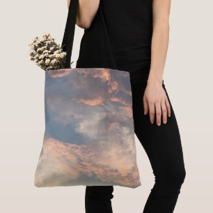 Tote Bag coucher de soleil d'été bleu ciel, rose poussiéreu