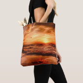Tote Bag Coucher De Soleil Doré Orange Chaud Sur L'Océan (De près)