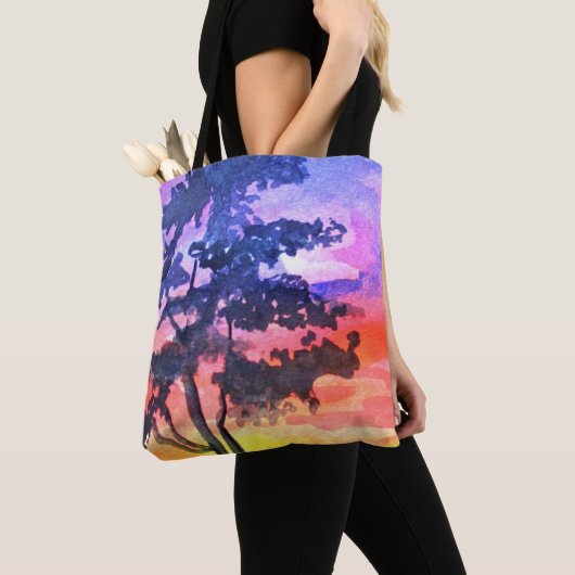 Tote Bag Coucher de soleil Dream paysage aquarelle art (De près)