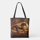 Tote Bag Coucher de soleil du ranch en cuir (Dos)
