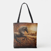 Tote Bag Coucher de soleil du ranch en cuir (Dos)