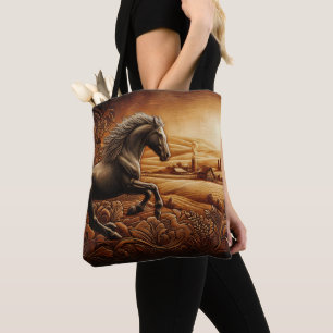 Tote Bag Coucher de soleil du ranch en cuir