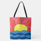Tote Bag Coucher de soleil et vagues (Devant)