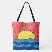 Tote Bag Coucher de soleil et vagues (Dos)