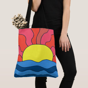 Tote Bag Coucher de soleil et vagues