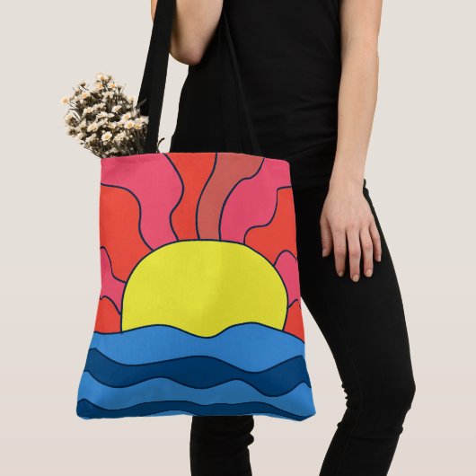 Tote Bag Coucher de soleil et vagues (De près)
