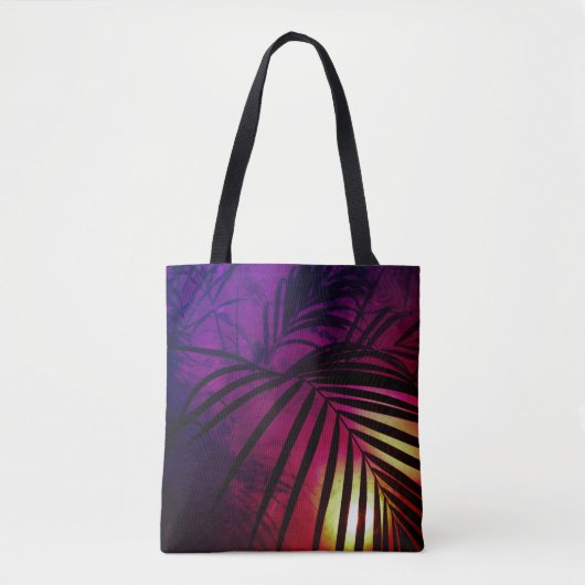 Tote Bag Coucher de soleil feuille Palm moderne tropical (Devant)