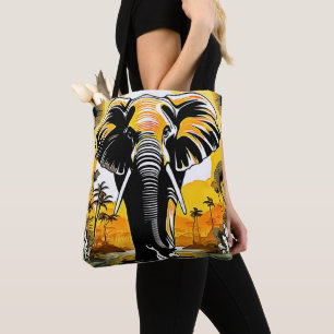 Tote Bag Coucher de soleil majestueux d'éléphant
