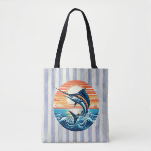 Tote Bag Coucher de soleil personnalisé sur le thème marin/
