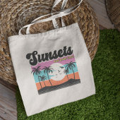 Tote Bag Coucher de soleil rétros et palmier