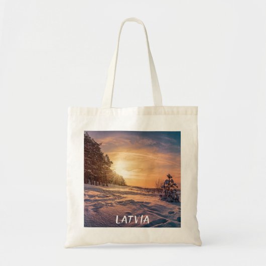 Tote Bag Coucher de soleil sur la côte de la mer d'hiver (Devant)