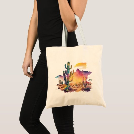 Tote Bag coucher de soleil sur le désert mexicain (Devant (produit))