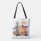 Tote Bag coucher de soleil sur le désert mexicain (Dos)