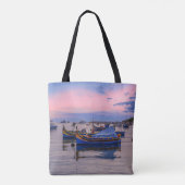 Tote Bag Coucher de soleil sur le port avec des bateaux de  (Dos)