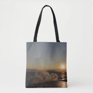 Tote Bag Coucher de soleil sur les vagues en Croatie