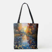 Tote Bag Coucher de soleil sur l'impressionnisme des étangs (Dos)